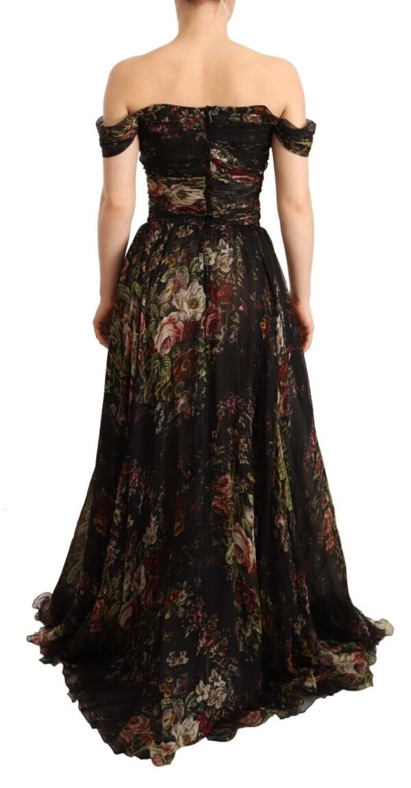 Dolce & Gabbana Floral Silk Off-Shoulder Long Dress - Image 4