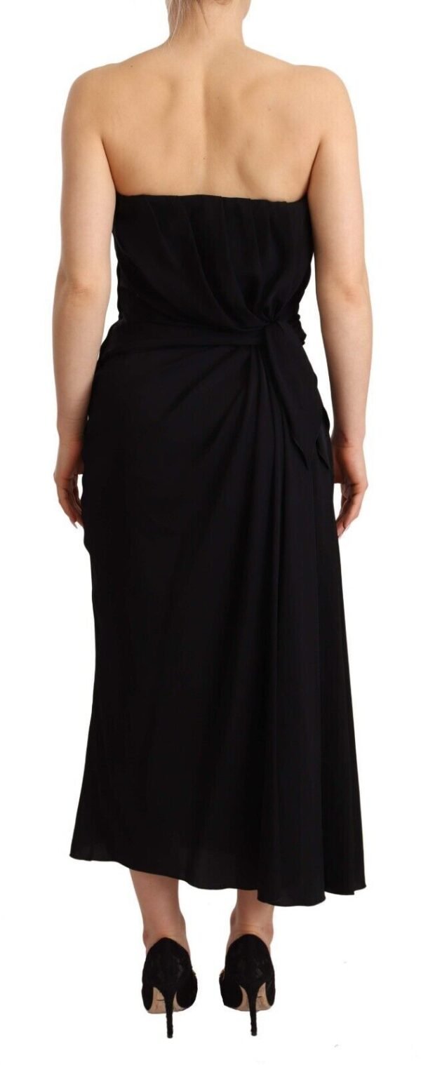 Dolce & Gabbana Elegant Strapless Silk Midi Dress - Image 4