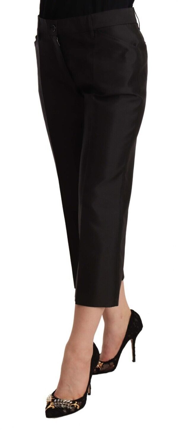 Dolce & Gabbana Chic Silk Cropped Trousers in Timeless Black - Image 2