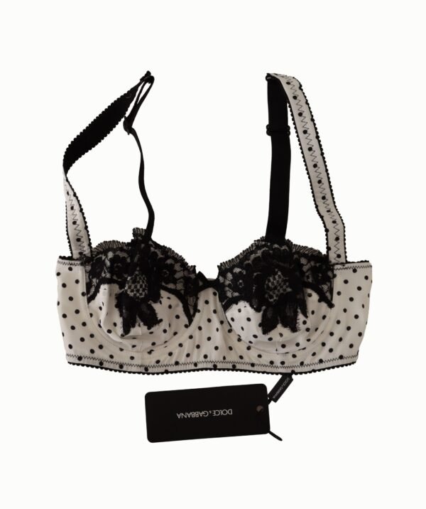 Dolce & Gabbana Elegant White Lace & Polka Dot Silk Bra - Image 3