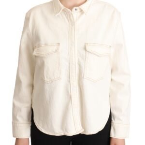 Levi’s Elegant White Long Sleeve Collared Polo Top