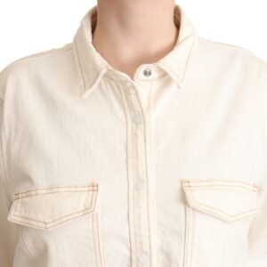 Levi’s Elegant White Long Sleeve Collared Polo Top