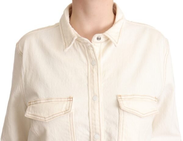 Levi's Elegant White Long Sleeve Collared Polo Top - Image 4