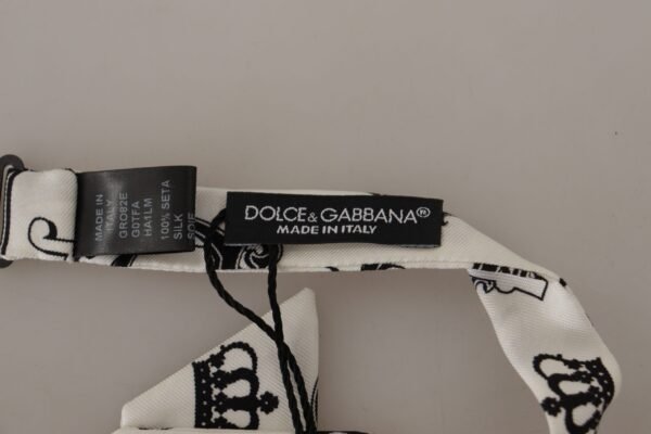 Dolce & Gabbana Elegant Silk Crown-Patterned Bow Tie - Image 4