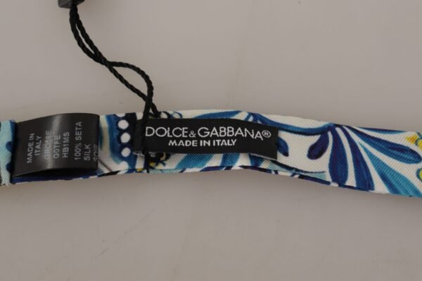 Dolce & Gabbana Majolica Print Silk Bow Tie - Image 3