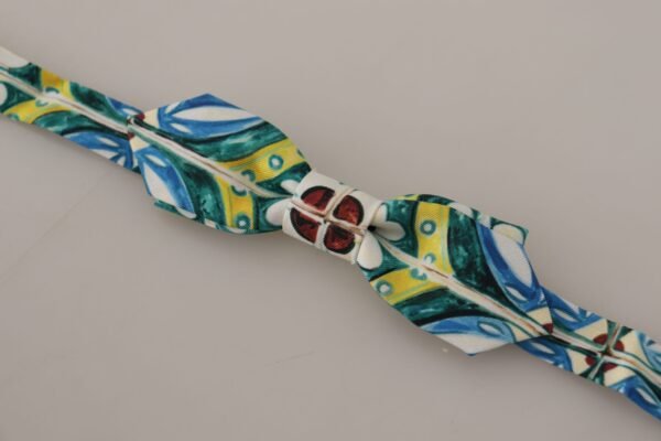 Dolce & Gabbana Elegant Silk Majolica Print Bow Tie - Image 3