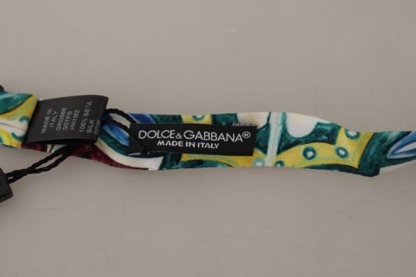 Dolce & Gabbana Elegant Silk Majolica Print Bow Tie - Image 4