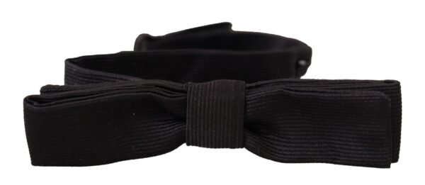 Dolce & Gabbana Elegant Silk Black Bow Tie - Image 5