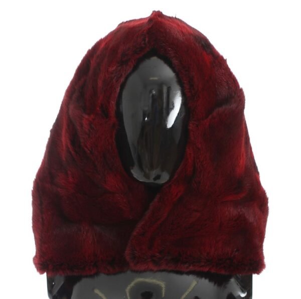 Dolce & Gabbana Luxurious Bordeaux Fur Hooded Scarf Wrap - Image 2