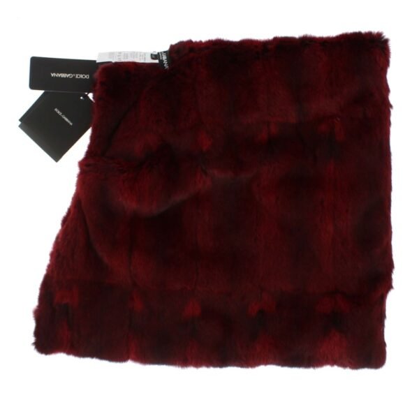 Dolce & Gabbana Luxurious Bordeaux Fur Hooded Scarf Wrap - Image 5