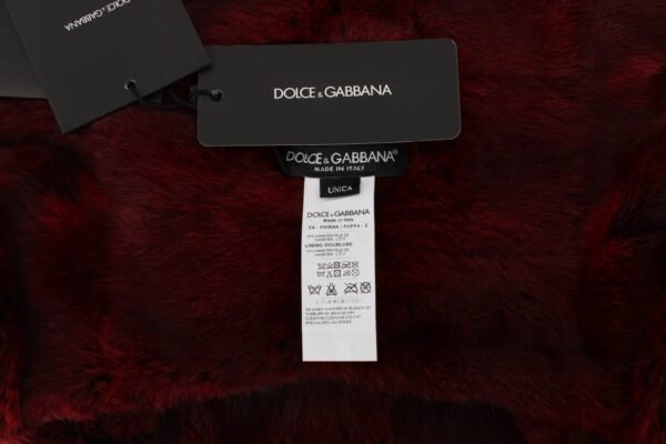 Dolce & Gabbana Luxurious Bordeaux Fur Hooded Scarf Wrap - Image 6