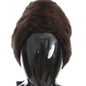 Dolce & Gabbana Luxurious Brown Weasel Fur Beanie