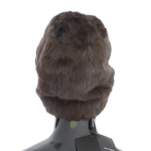 Dolce & Gabbana Luxurious Brown Weasel Fur Beanie