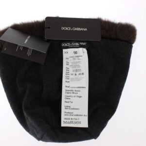 Dolce & Gabbana Luxurious Brown Weasel Fur Beanie