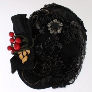 Dolce & Gabbana Elegant Black Crystal-Adorned Cloche Hat