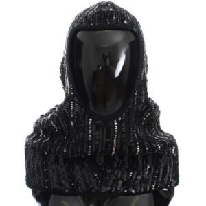 Dolce & Gabbana Elegant Black Sequined Hooded Scarf Wrap