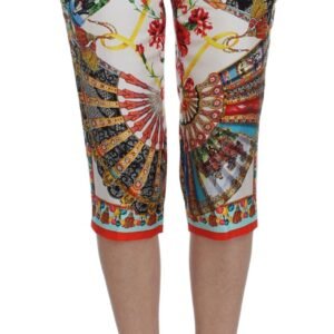 Dolce & Gabbana Multicolor Majolica Silk Capri Pants