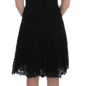 Dolce & Gabbana Elegant Black Floral Lace Knee-Length Dress