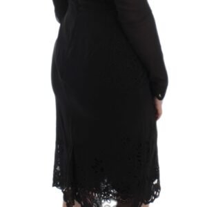 Dolce & Gabbana Elegant Black Floral Lace Sheath Dress