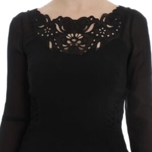 Dolce & Gabbana Elegant Black Floral Lace Sheath Dress