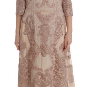 Dolce & Gabbana Elegant Pink Lace Embroidered Shift Dress