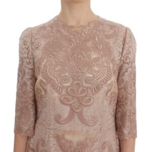 Dolce & Gabbana Elegant Pink Lace Embroidered Shift Dress