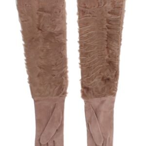 Dolce & Gabbana Elegant Beige Suede Elbow-Length Gloves