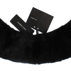 Dolce & Gabbana Elegant Black Mink Fur Shoulder Wrap Scarf