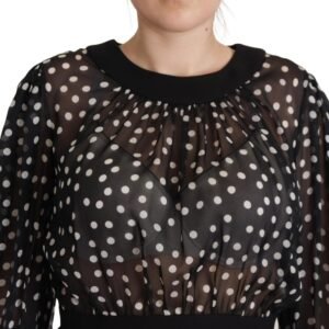 Dolce & Gabbana Elegant Polka Dot Silk Midi Dress