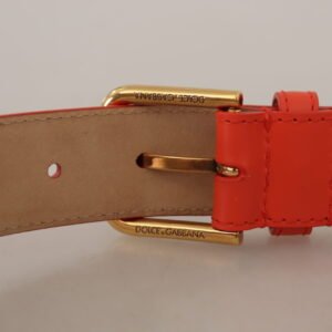 Dolce & Gabbana Chic Orange Leather Belt with Headphone Case