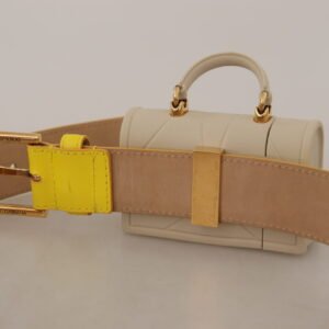 Dolce & Gabbana Chic Yellow Leather Belt with Headphone Case