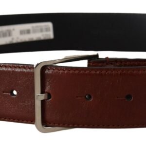 Dolce & Gabbana Elegant Leather Belt with Engraved Buckle