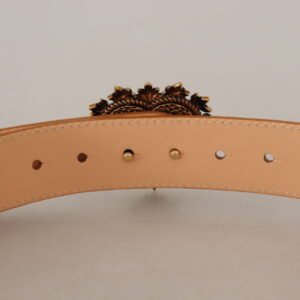 Dolce & Gabbana Enchanting Nude Leather Belt with Engraved Buckle