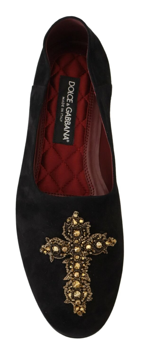 Dolce & Gabbana Black Gold Crystal Sequined Loafers - Image 4