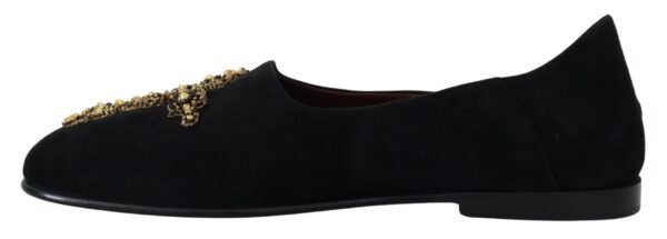 Dolce & Gabbana Black Gold Crystal Sequined Loafers - Image 8