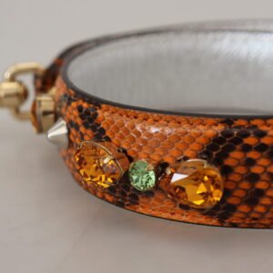 Dolce & Gabbana Chic Orange Leather Bag Strap with Gold-Tone Clasps