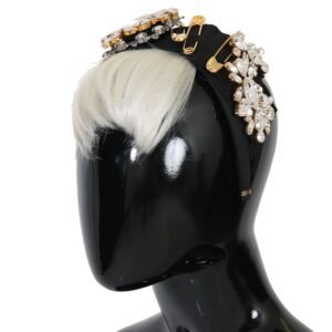 Dolce & Gabbana Elegant Black Crystal Headband Diadem