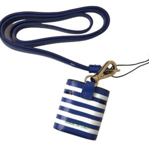 Dolce & Gabbana Chic Blue Striped Leather Airpods Case