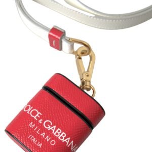 Dolce & Gabbana Elegant Red Calf Leather Airpods Case