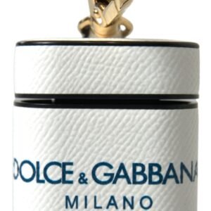 Dolce & Gabbana Elegant Leather Airpods Case in White & Blue