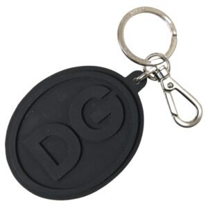 Dolce & Gabbana Elegant Black Rubber and Brass Keychain