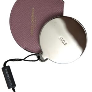 Dolce & Gabbana Elegant Pink Leather Hand Mirror Holder