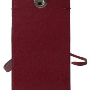 Dolce & Gabbana Elegant Red Leather Cardholder with Lanyard