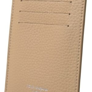 Dolce & Gabbana Elegant Beige Leather Cardholder Wallet