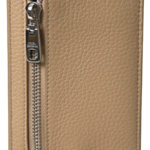 Dolce & Gabbana Elegant Beige Leather Cardholder Wallet