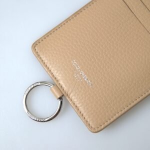 Dolce & Gabbana Elegant Beige Leather Cardholder Wallet