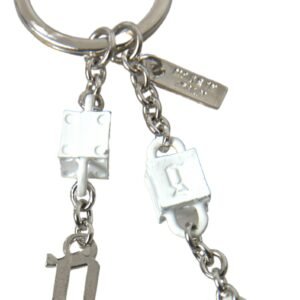 Dolce & Gabbana Silver Brass Logo Charm Keychain