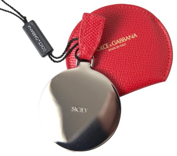 Dolce & Gabbana Elegant Red Leather Mirror Holder - Image 3