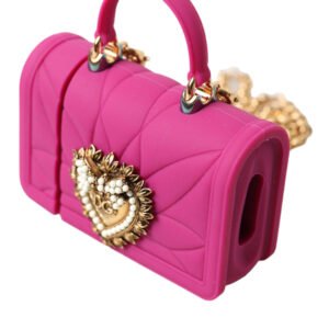 Dolce & Gabbana Chic Quilted Silicone Airpods Case – Pink & Gold