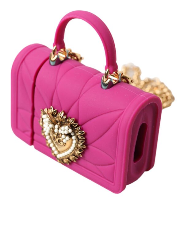 Dolce & Gabbana Chic Quilted Silicone Airpods Case - Pink & Gold - Image 3